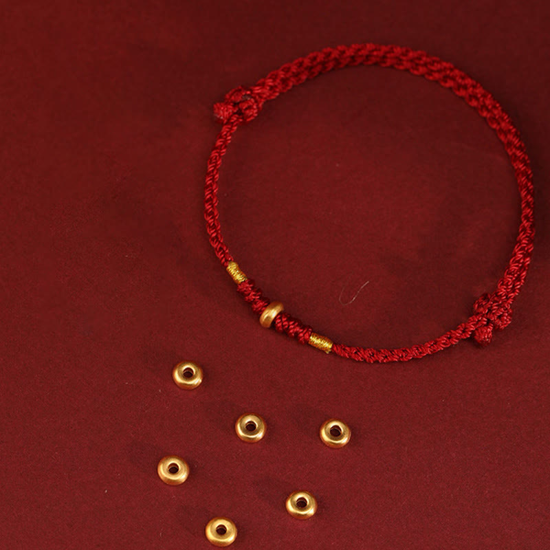 KarmaRipple's 999 Gold Small Fortunate Beadwork String Protection Fortune Woven Bracelet Anklet p6