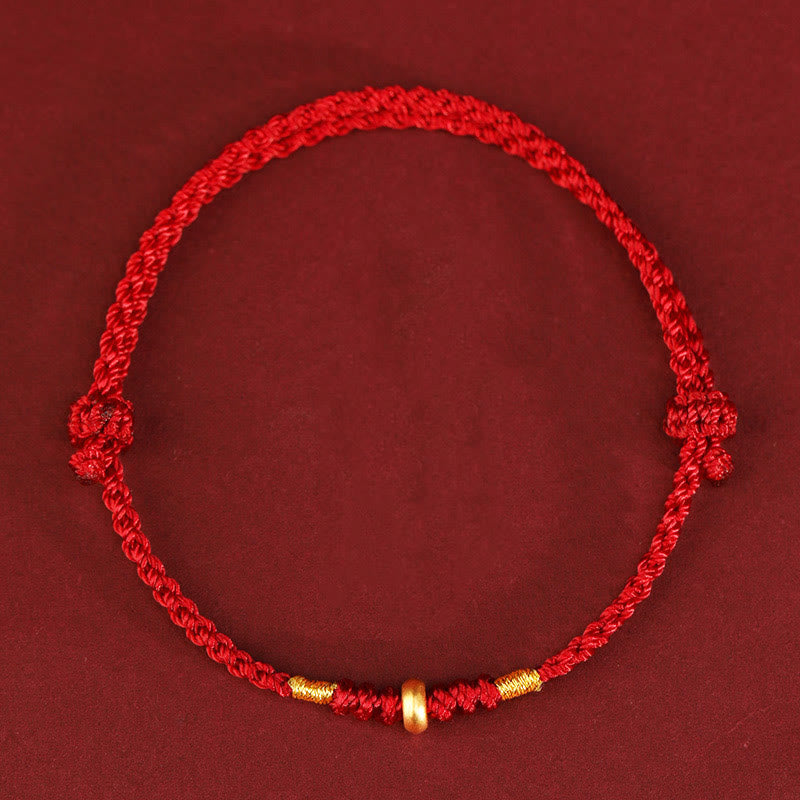 KarmaRipple's 999 Gold Small Fortunate Beadwork String Protection Fortune Woven Bracelet Anklet p23