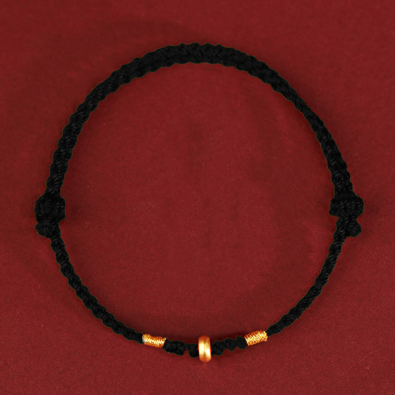 KarmaRipple's 999 Gold Small Fortunate Beadwork String Protection Fortune Woven Bracelet Anklet p3