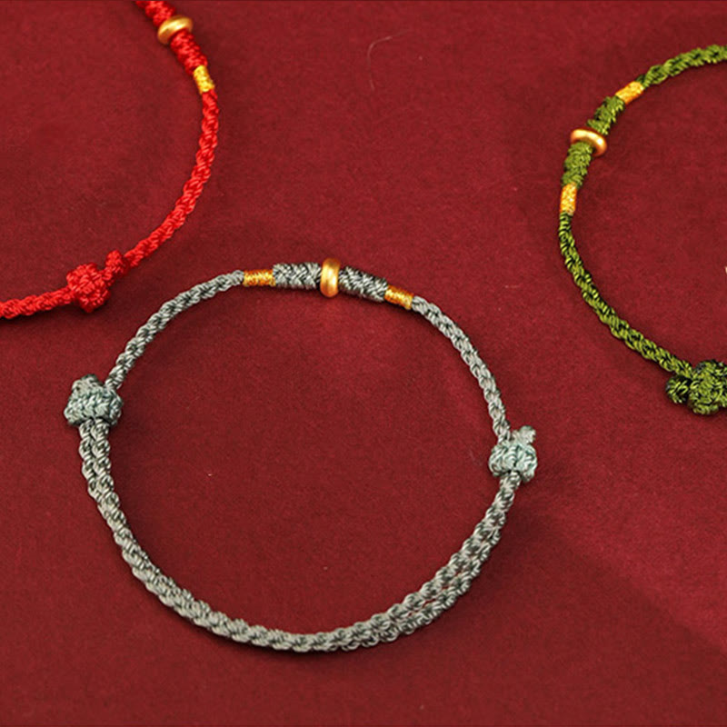 KarmaRipple's 999 Gold Small Fortunate Beadwork String Protection Fortune Woven Bracelet Anklet p14