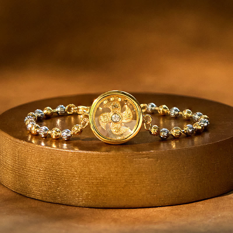 KarmaRipple's Feng Sheng Shui Qi Bronze Brass Rotatable Windmill Bead Protection Woven Bracelet p1