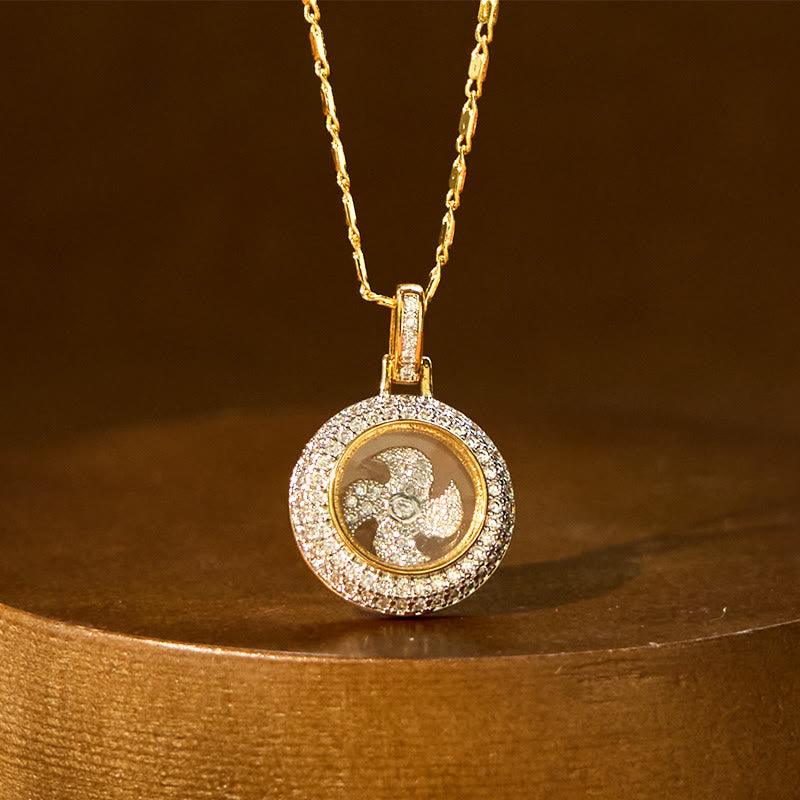 KarmaRipple's Gold plated Bronze Brass Rotatable Windmill Fu Balance Pendant Necklace p1