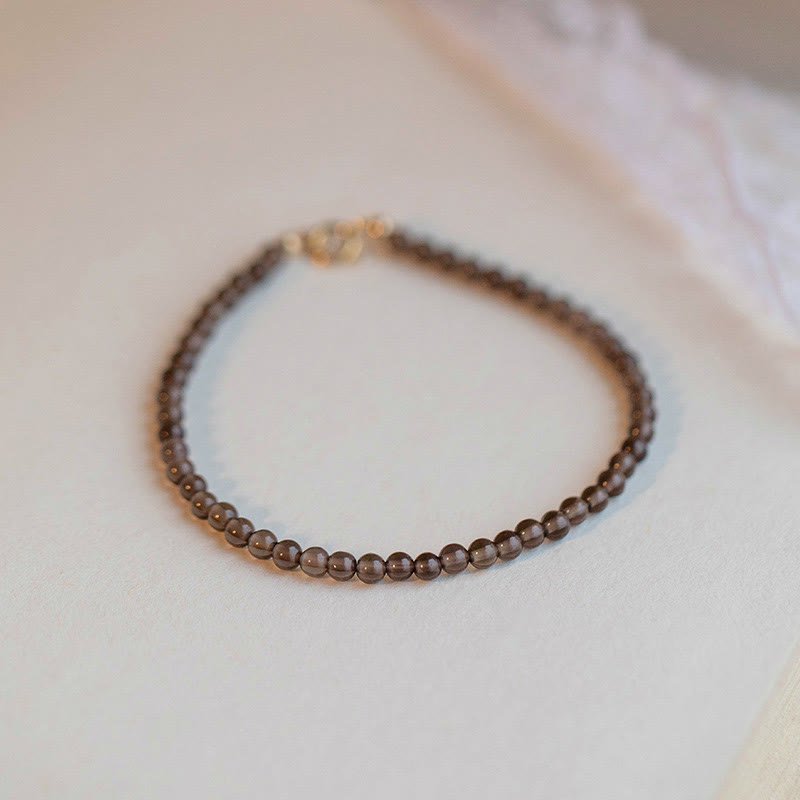 KarmaRipple's Smoky Quartz Black Obsidian Ultra-thin Beadwork Success Bracelet p13