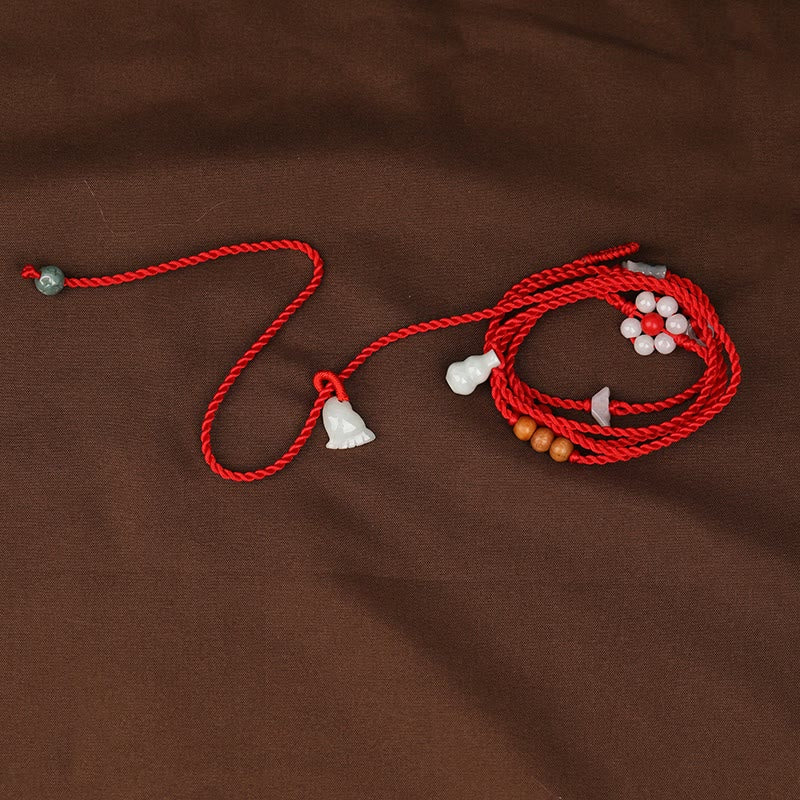 KarmaRipple's Chinese Zodiac Peach Wood Blessing Red String Belly Chain p29