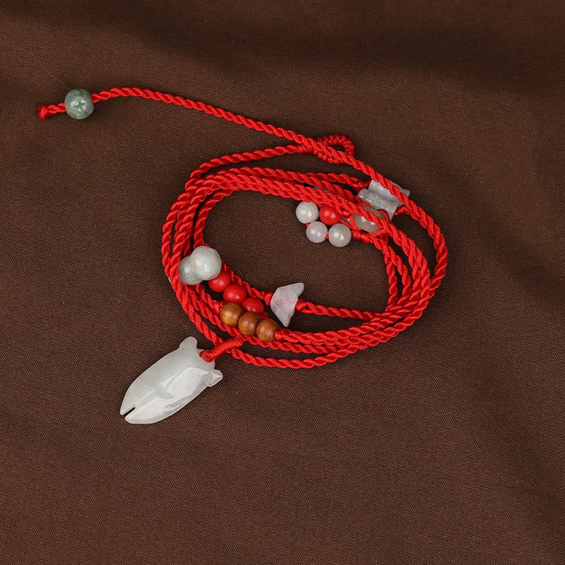 KarmaRipple's Chinese Zodiac Peach Wood Blessing Red String Belly Chain p4