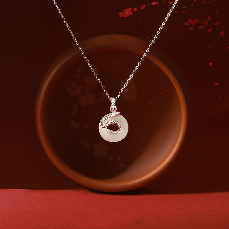 KarmaRipple's Authentic Hetian Jade Peace Buckle 925 Sterling Silver Year Of The Snake Fortune Pendant Necklace p11