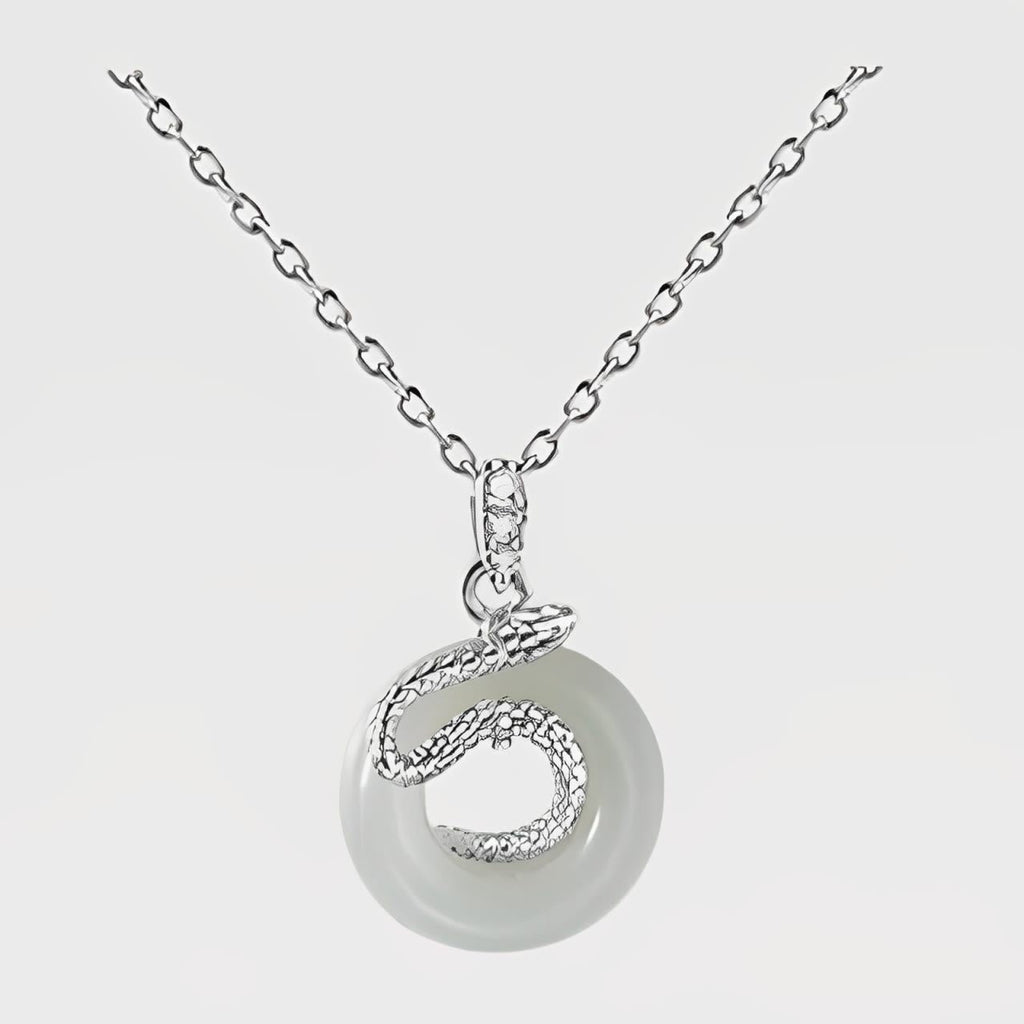KarmaRipple's Authentic Hetian Jade Peace Buckle 925 Sterling Silver Year Of The Snake Fortune Pendant Necklace p9