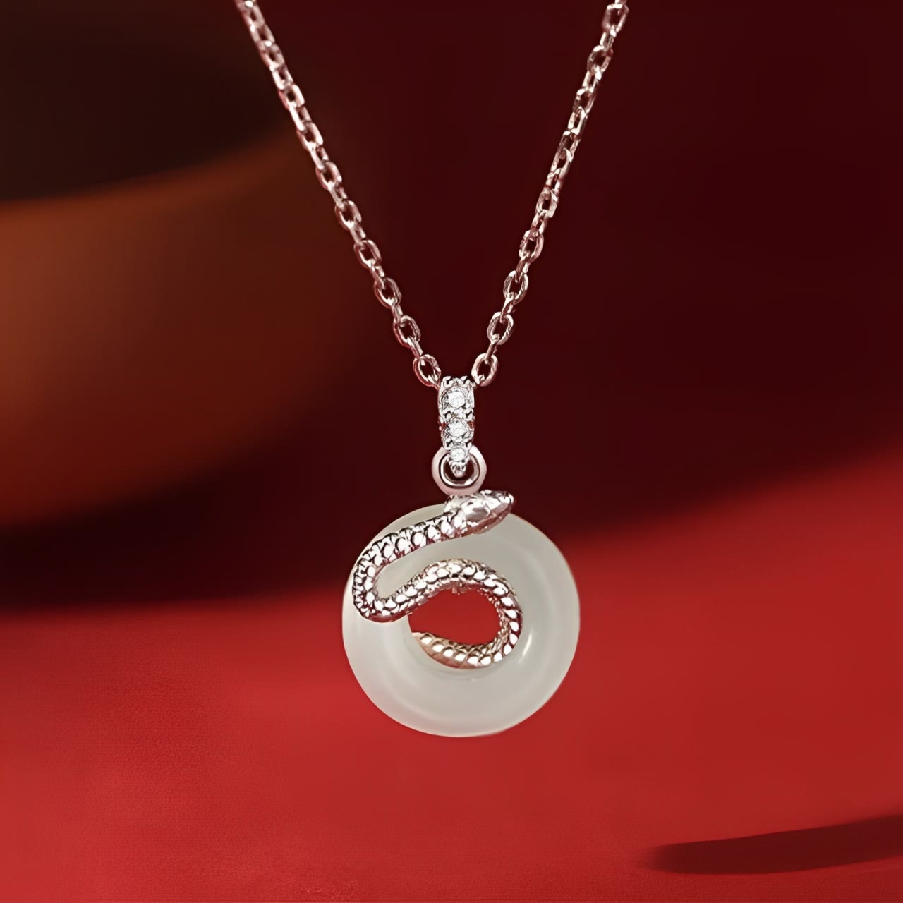 KarmaRipple's Authentic Hetian Jade Peace Buckle 925 Sterling Silver Year Of The Snake Fortune Pendant Necklace p2