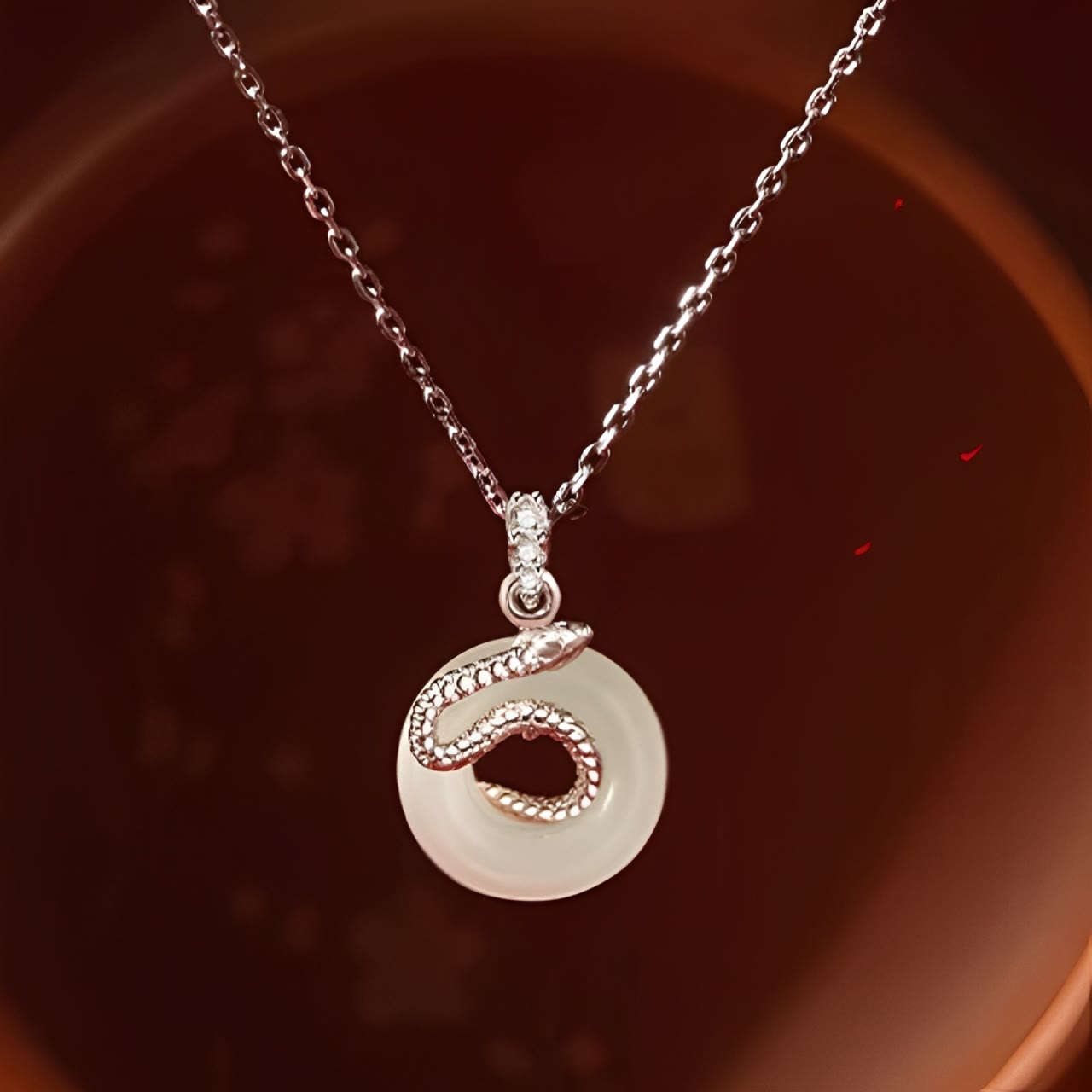 KarmaRipple's Authentic Hetian Jade Peace Buckle 925 Sterling Silver Year Of The Snake Fortune Pendant Necklace p10