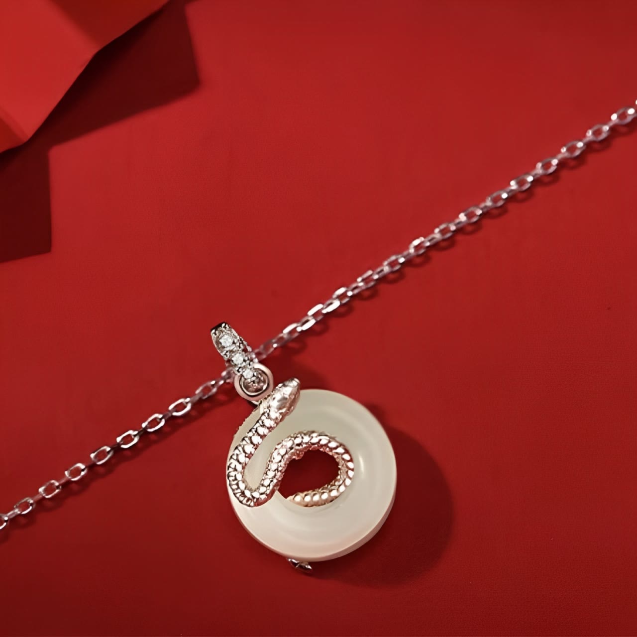 KarmaRipple's Authentic Hetian Jade Peace Buckle 925 Sterling Silver Year Of The Snake Fortune Pendant Necklace p3