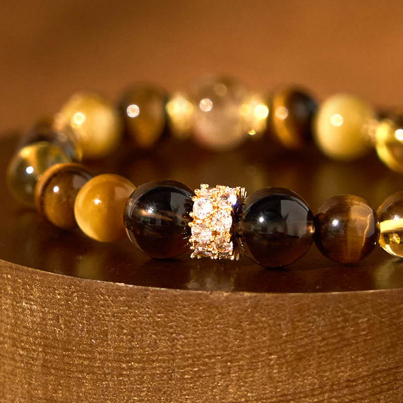 KarmaRipple's Citrine Topaz Smoky Quartz Tiger Eye Happiness Bracelet p5