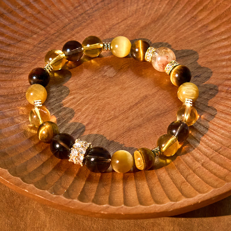 KarmaRipple's Citrine Topaz Smoky Quartz Tiger Eye Happiness Bracelet p3