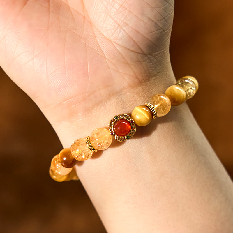 KarmaRipple's Citrine Tiger Eye Red Agate Generosity Bracelet p8
