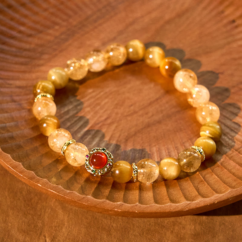 KarmaRipple's Citrine Tiger Eye Red Agate Generosity Bracelet p9