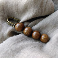 KarmaRipple's Vintage Sandalwood Agathis Alba Ebony Wood Peltogyne Beadwork Balancing Brooch