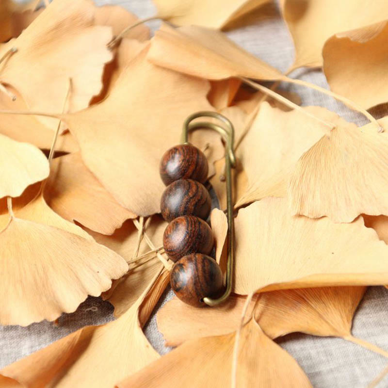 KarmaRipple's Vintage Sandalwood Agathis Alba Ebony Wood Peltogyne Beadwork Balancing Brooch p13