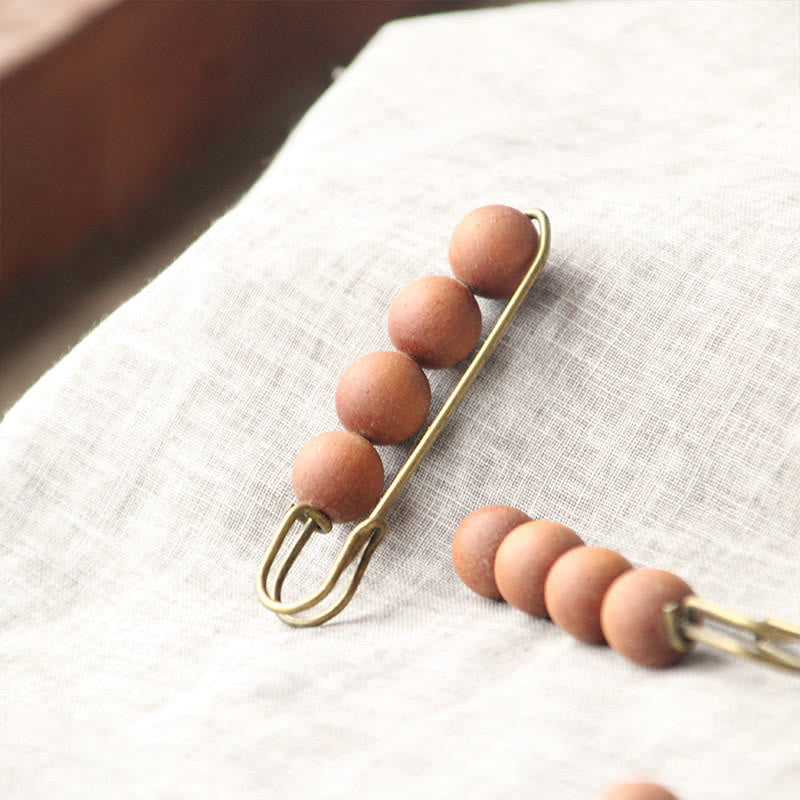 KarmaRipple's Vintage Sandalwood Agathis Alba Ebony Wood Peltogyne Beadwork Balancing Brooch p38