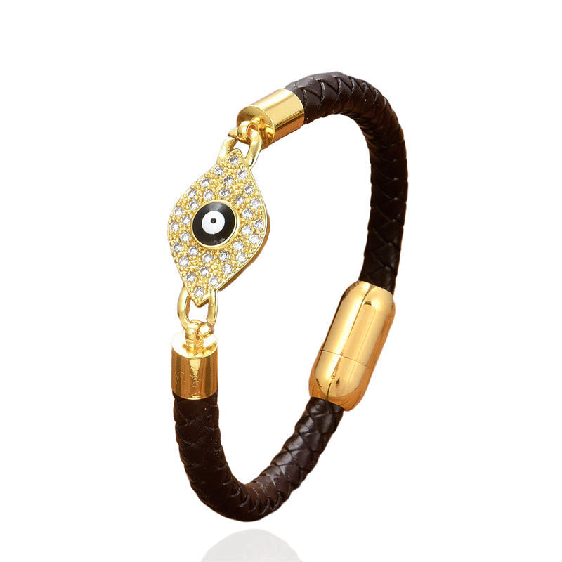 KarmaRipple's Evil Eye Protection Leather Metal Buckle Bracelet p4