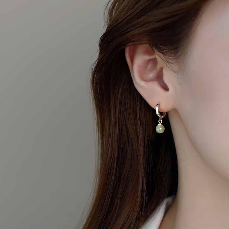 KarmaRipple's Round Jade Bead Prosperity Earrings p5