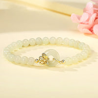 KarmaRipple's 925 Sterling Silver Authentic Hetian Jade Autumn Chrysanthemum Peace Buckle Prosperity Bracelet