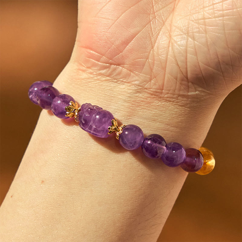 KarmaRipple's Citrine Amethyst Pixiu Prosperity Bracelet p5