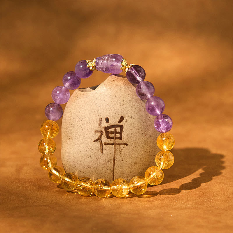 KarmaRipple's Citrine Amethyst Pixiu Prosperity Bracelet p10