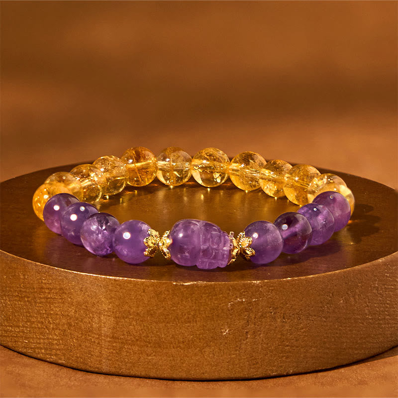 KarmaRipple's Citrine Amethyst Pixiu Prosperity Bracelet p13