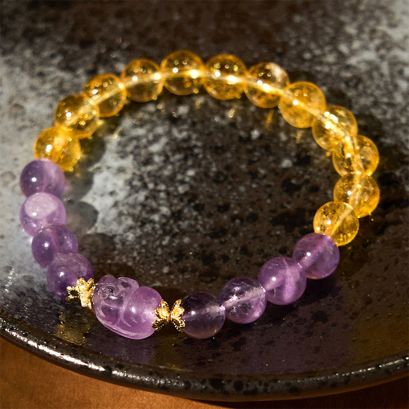 KarmaRipple's Citrine Amethyst Pixiu Prosperity Bracelet p3