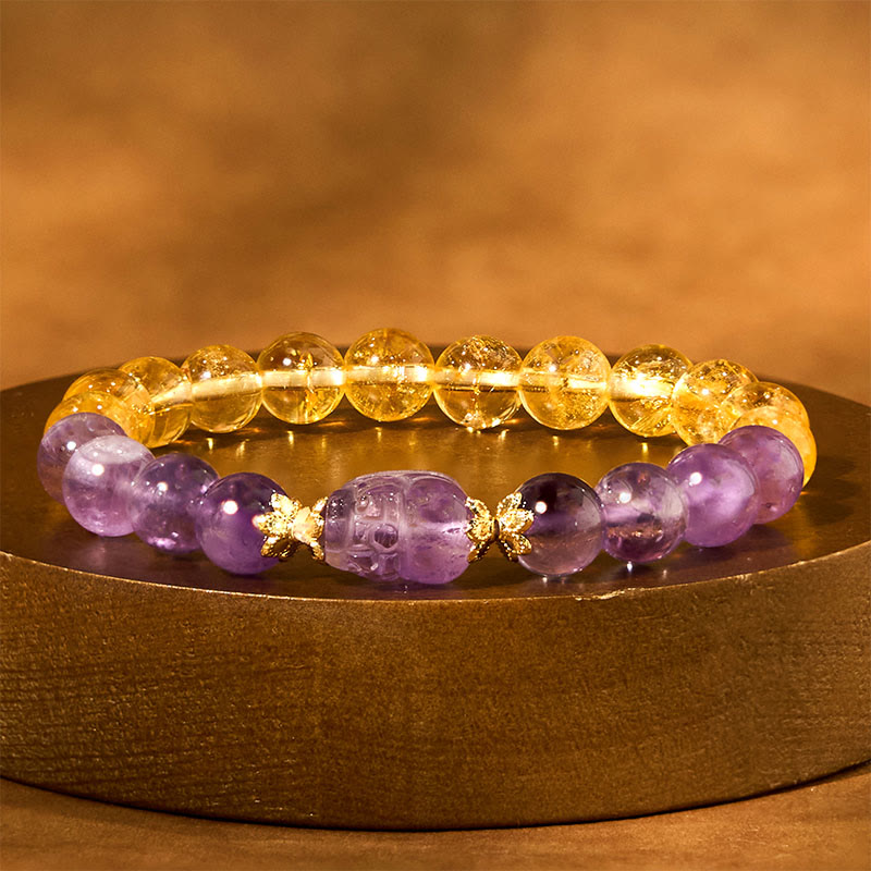 KarmaRipple's Citrine Amethyst Pixiu Prosperity Bracelet p12