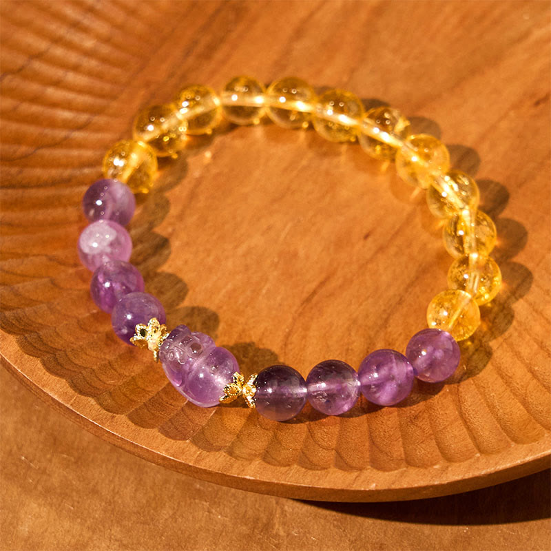 KarmaRipple's Citrine Amethyst Pixiu Prosperity Bracelet p14