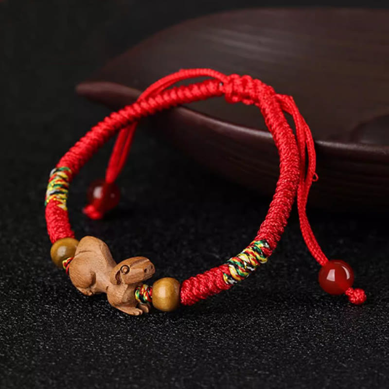 KarmaRipple's Handmade Chinese Zodiac Red String Peach Wood Fortune Bracelet p31