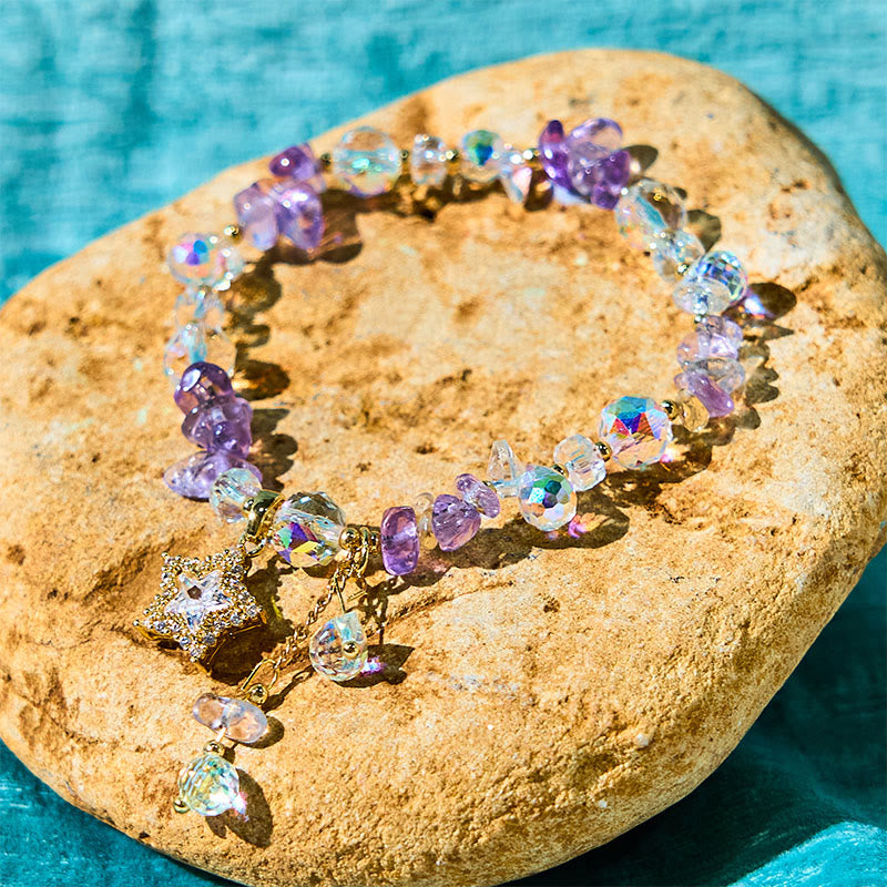 KarmaRipple's Authentic Amethyst Gemstone Star Talisman Positive Transformation Bracelet p10
