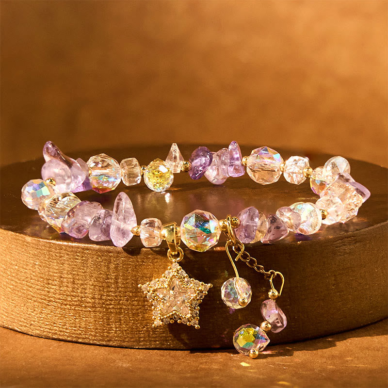 KarmaRipple's Authentic Amethyst Gemstone Star Talisman Positive Transformation Bracelet p6