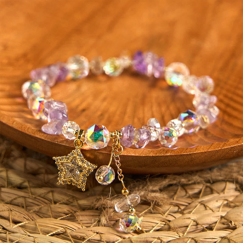 KarmaRipple's Authentic Amethyst Gemstone Star Talisman Positive Transformation Bracelet p5