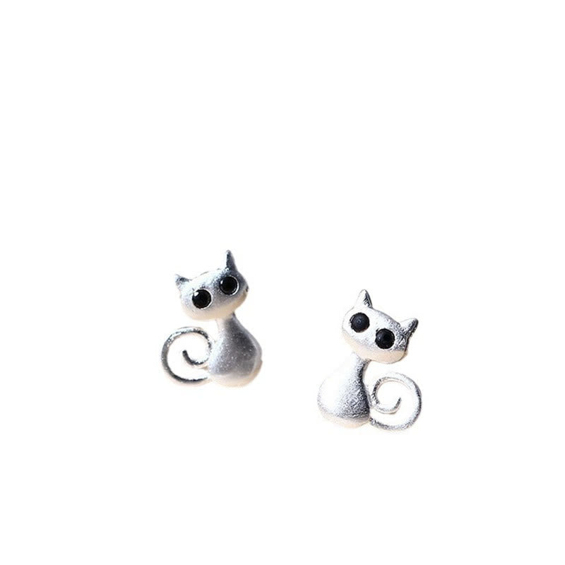 KarmaRipple's 925 Sterling Silver Posts Cute Cat Kitten Blessing Stud Earrings p6