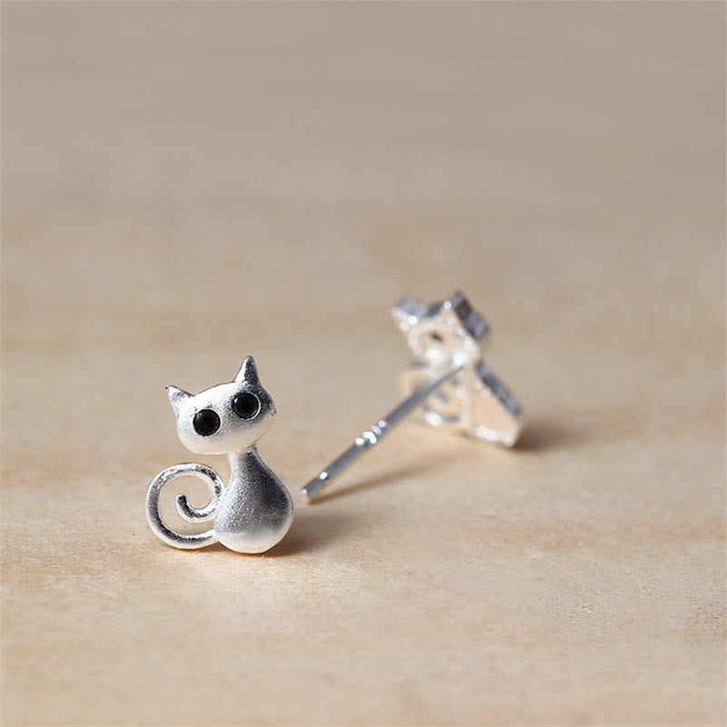 KarmaRipple's 925 Sterling Silver Posts Cute Cat Kitten Blessing Stud Earrings p3