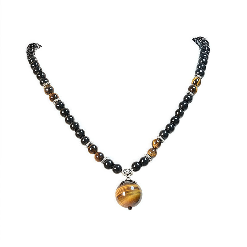 KarmaRipple's Black Obsidian Tiger Eye Strengthen Pendant Necklace p6