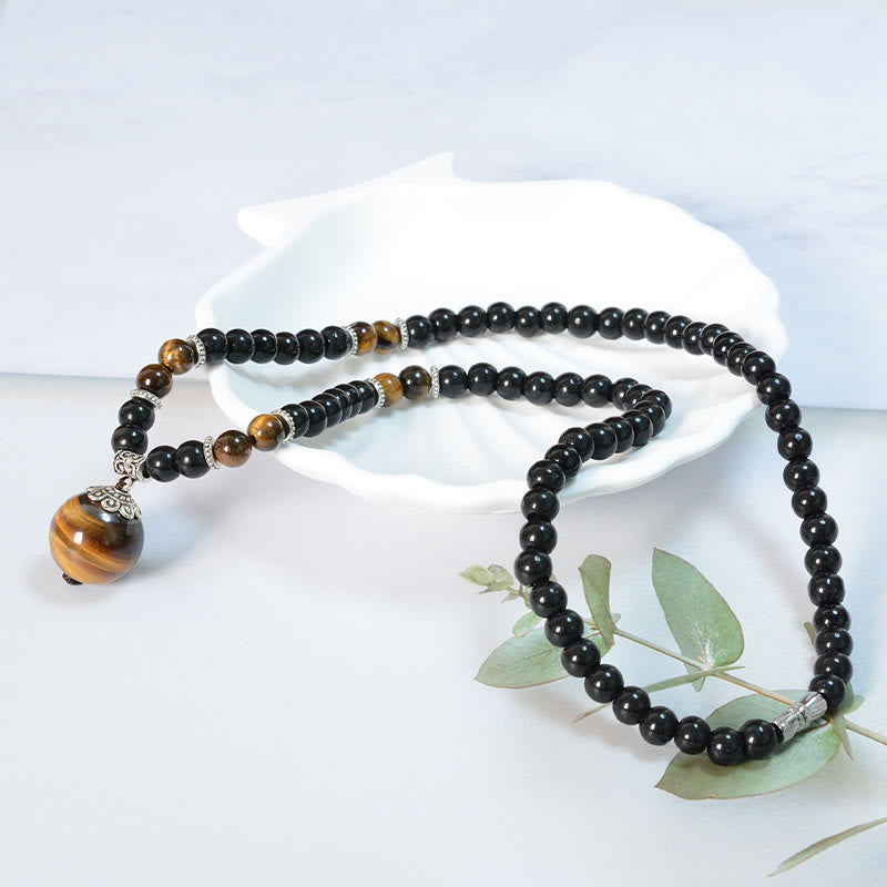 KarmaRipple's Black Obsidian Tiger Eye Strengthen Pendant Necklace p2