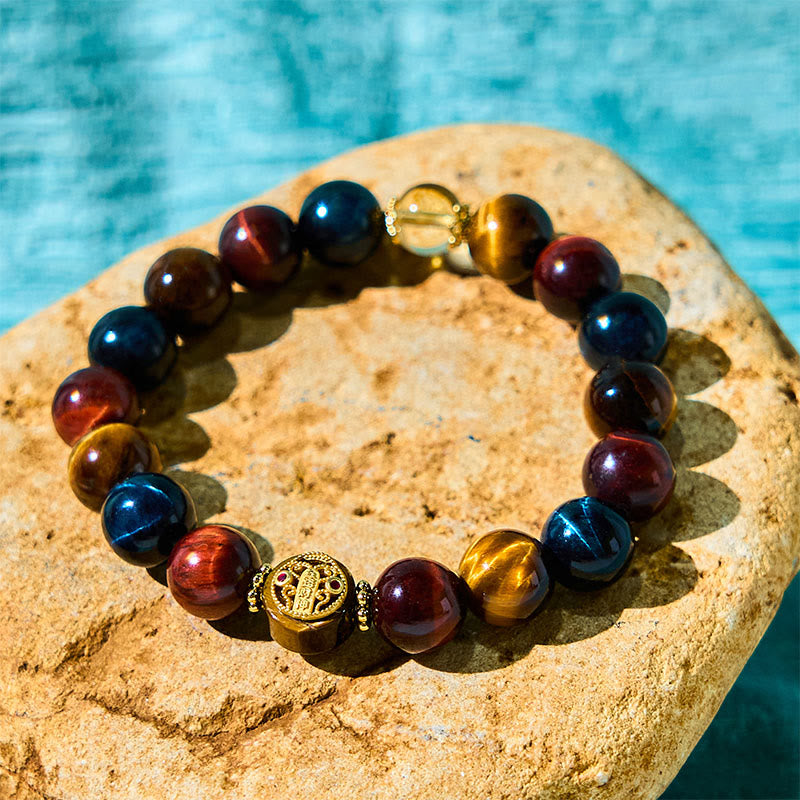 KarmaRipple's Tiger Eye Stone Beadwork Protection Courage Bracelet p1