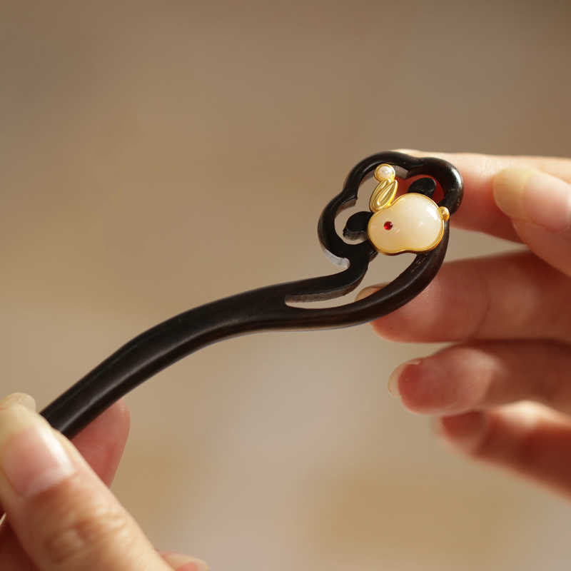 KarmaRipple's Auspicious Cloud Sandalwood Rabbit Protection Hairpin p13