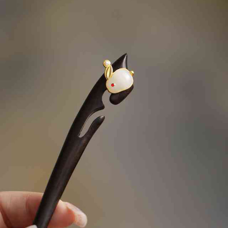 KarmaRipple's Auspicious Cloud Sandalwood Rabbit Protection Hairpin p47