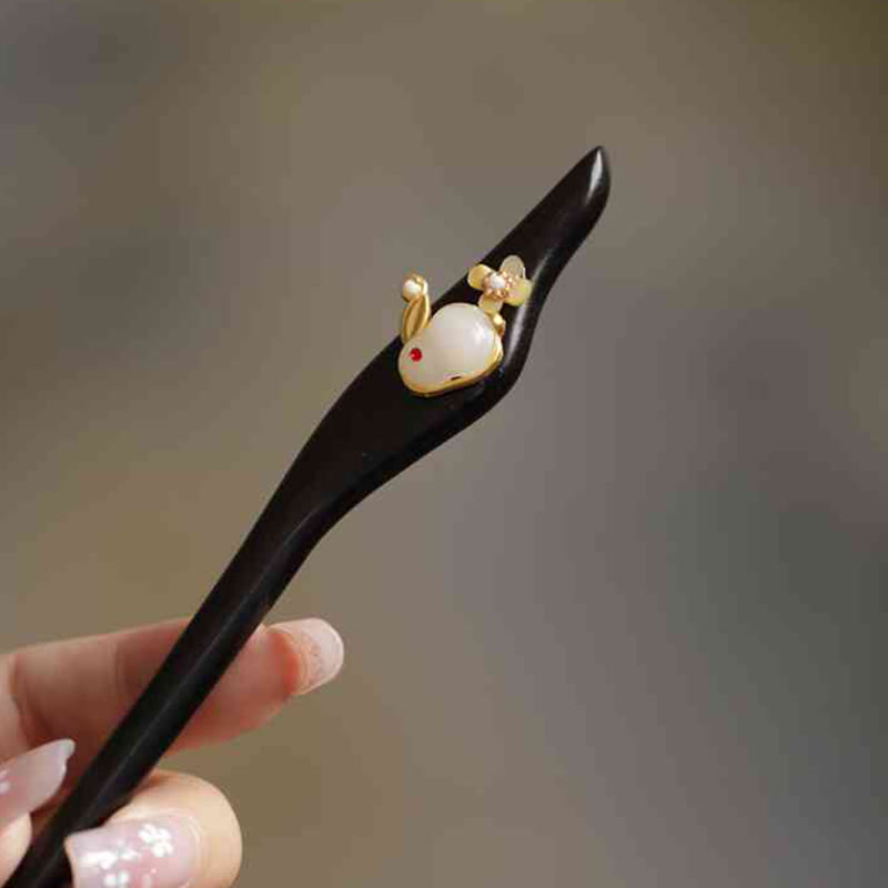 KarmaRipple's Auspicious Cloud Sandalwood Rabbit Protection Hairpin p48