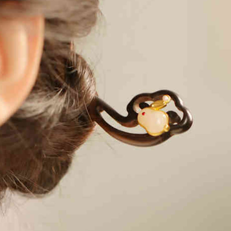 KarmaRipple's Auspicious Cloud Sandalwood Rabbit Protection Hairpin p16