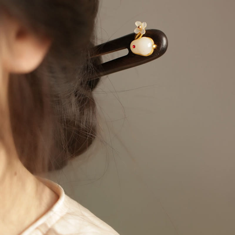 KarmaRipple's Auspicious Cloud Sandalwood Rabbit Protection Hairpin p23