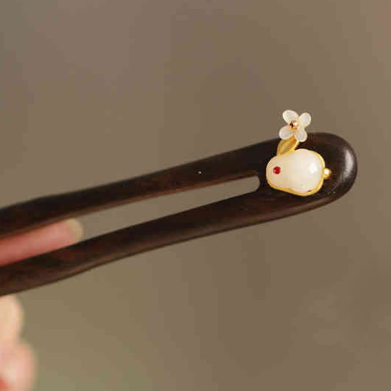 KarmaRipple's Auspicious Cloud Sandalwood Rabbit Protection Hairpin p3