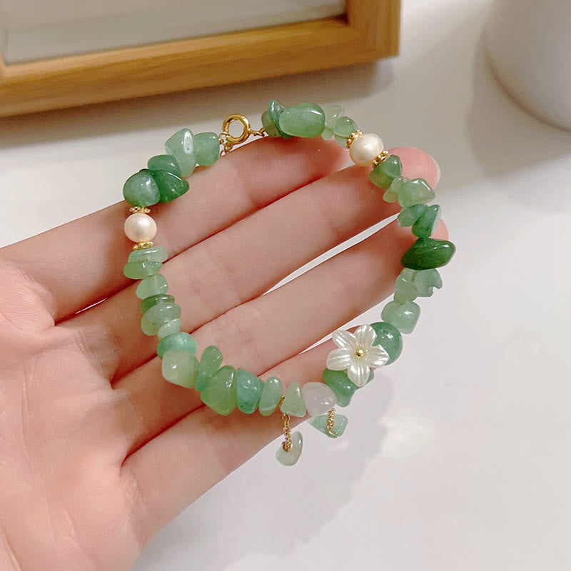 KarmaRipple's Authentic Strawberry Quartz Green Strawberry Quartz Super Seven Gemstone Flower Balancing Bracelet p13