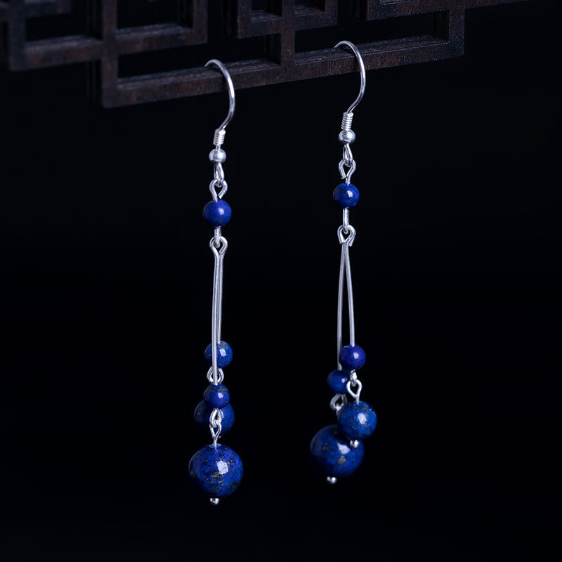 KarmaRipple's 925 Sterling Silver Lazurite Beadwork Serenity Drop Earrings p1