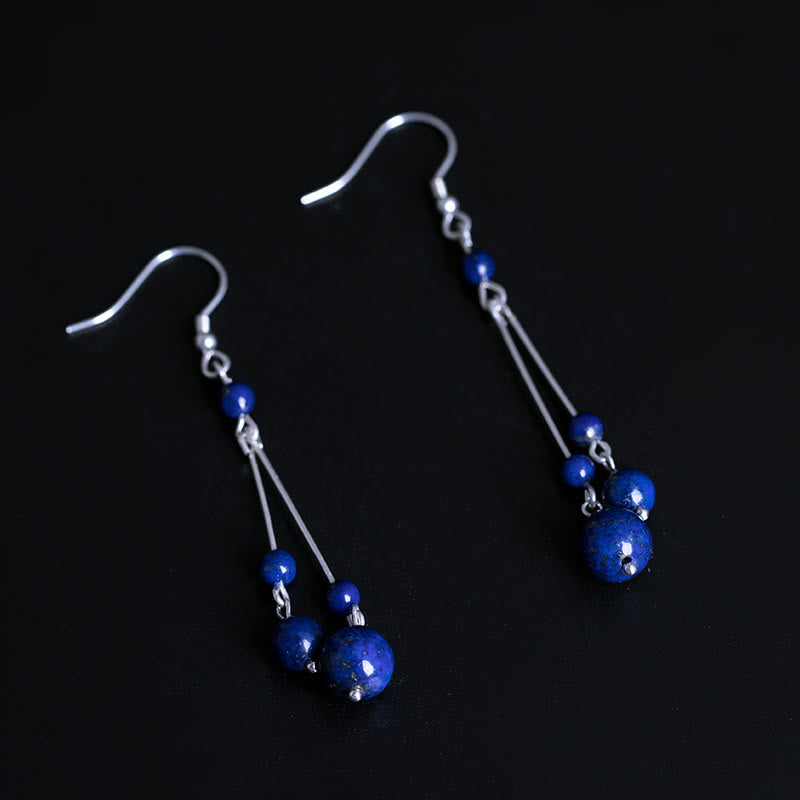 KarmaRipple's 925 Sterling Silver Lazurite Beadwork Serenity Drop Earrings p5