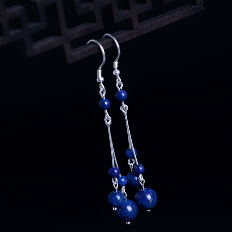 KarmaRipple's 925 Sterling Silver Lazurite Beadwork Serenity Drop Earrings p2