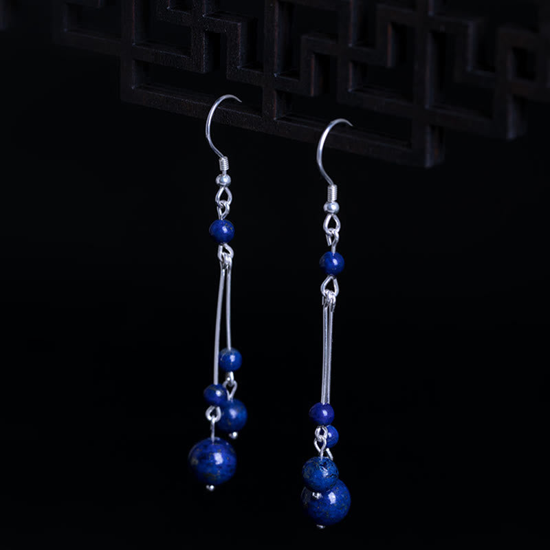 KarmaRipple's 925 Sterling Silver Lazurite Beadwork Serenity Drop Earrings p4